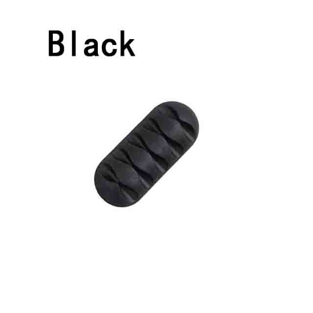 5-Clip Earphone Cable Winder Charger Organizer Cable Clips Fixing Holder Portabel Durable Cable Earphone Wire Protector: Black