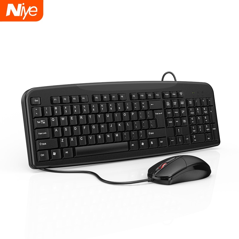 Silent Keyboard and Mouse Set Wired Full Size Keyboard Computer Ergonomic Mute Keycap Office USB Keyboard Mouse Combo PC Desktop