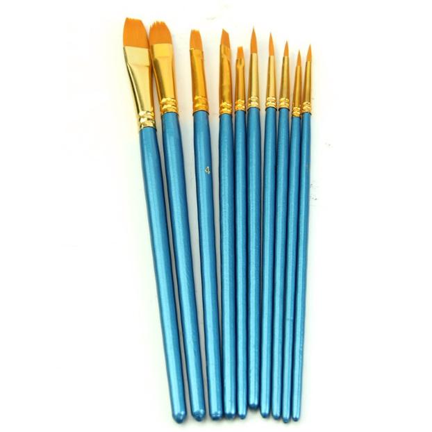 10 Stuks Artists Paint Brush Set Acryl Aquarel Ronde Spitse Punt Nylon Haar: Default Title