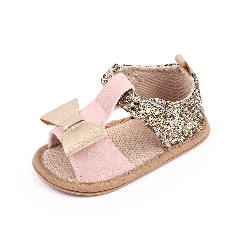 Kleinkind Baby Mädchen Sandales Kleinkind Sommer Schuhe neugeboren Bebes Sanft Gummi Sohle, einzig, alleinig Schuhwerk Pro 1 Jahr niedlich Gold Bling Sandalen: Rosa / 7-12 Monate