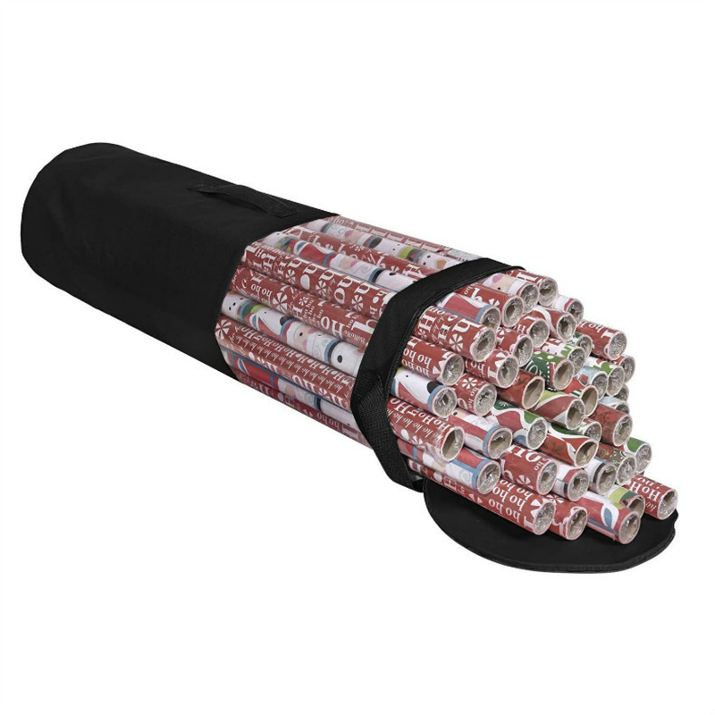Sac de rangement en papier d&#39;emballage pour de noël, porte-ruban en rouleaux de , couleur unie, organisateur de rangement pour emballage de de noël: Black