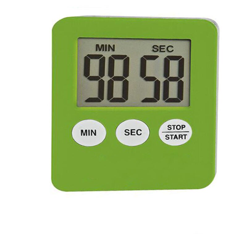 1pc kvadrat lcd digital timer til køkken madlavning timer ur stor magnet temporizador digital bord ur timemåler: Grøn