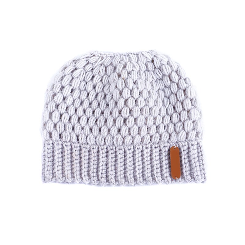 Knit Ponytail Beanie Knit Beanie Tail Hat Winter Hat for Women Adult Bundle Hair Tie AC889: Beige