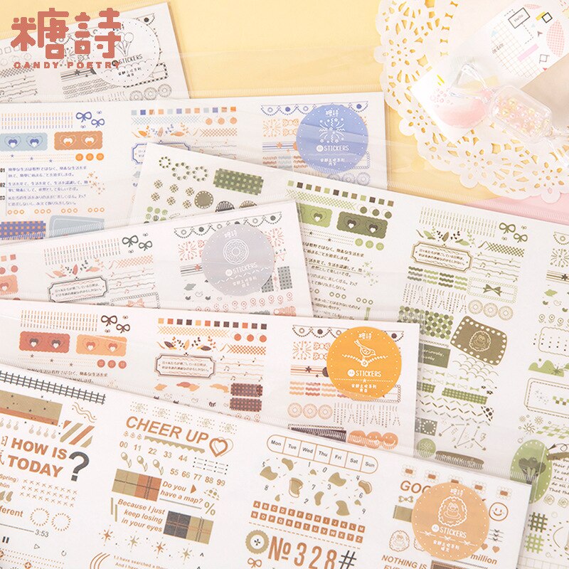Suiker Gedicht A4 Japanse Papier Sheetfed Zelfklevend Papier Stilte Van De Huan Serie Pda Dagboek Diy Decoratie Speciale Vorm Stickers