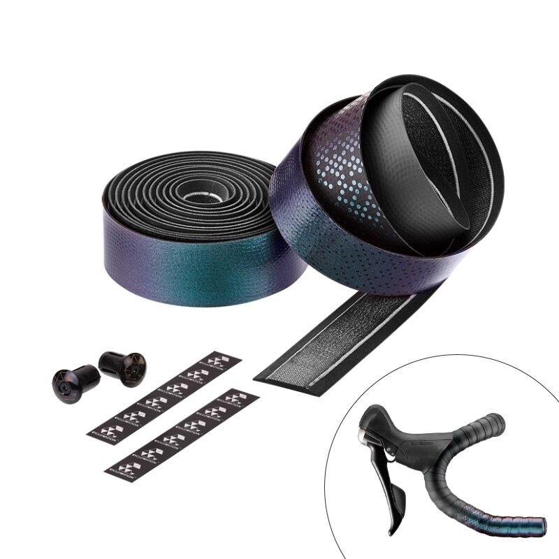 Ciclovation fiets stuurlint advanced stuurlint met leren touch racefiets accessoires fiets gel stuurlint wrap: Blauw paars