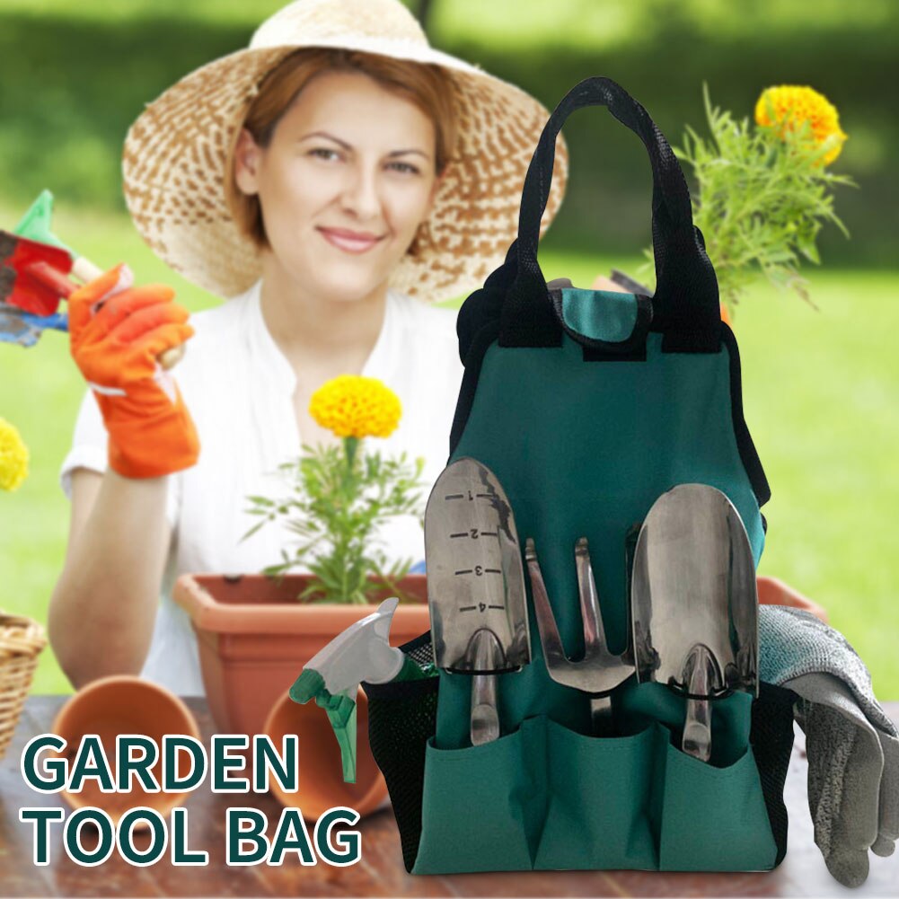 Multi-Pocket Gardening Tool Storage Bag Oxford Cloth Handbag Shovels Rakes Screwdrivers Organizer Tote Garden Accessories