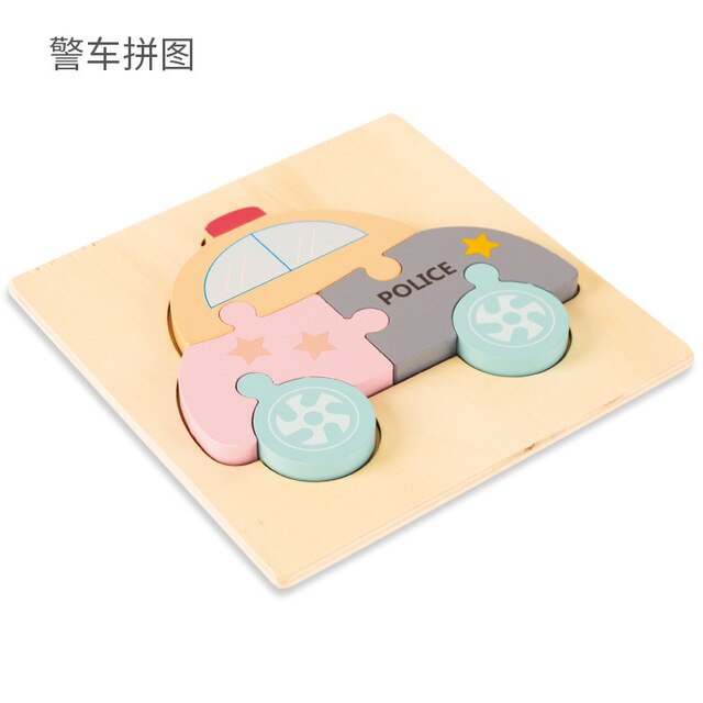 Cartoon Colorful Animal Traffic Wooden 3D Puzzle Kid Early Educational Brain Teaser Tangram Development Toys For Children Jigsaw: 11