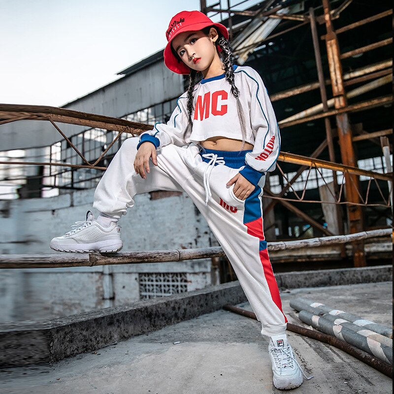 Hip Hop Costumes Girls Street Dance Clothes Kids Jazz Modern Dancing Performance Outfit Children Cheerleading Stage Wear DN4578