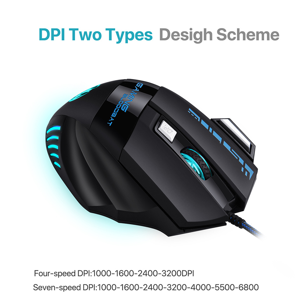 PINZHENG Wired Gaming Mouse 7200 DPI 7 Buttons Optical Mice With LED Backlight Ergonomic For Overwatch Game Laptop Computer