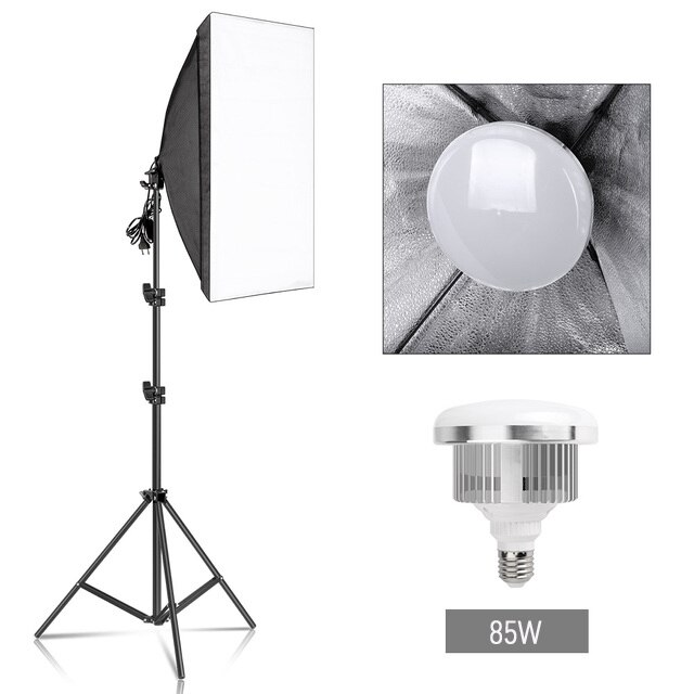 Kit de iluminación Softbox para fotografía, equipo de sistema de luz continua, Softbox para Kits de estudio fotográfico, 50x70CM: 85W Bulb Set
