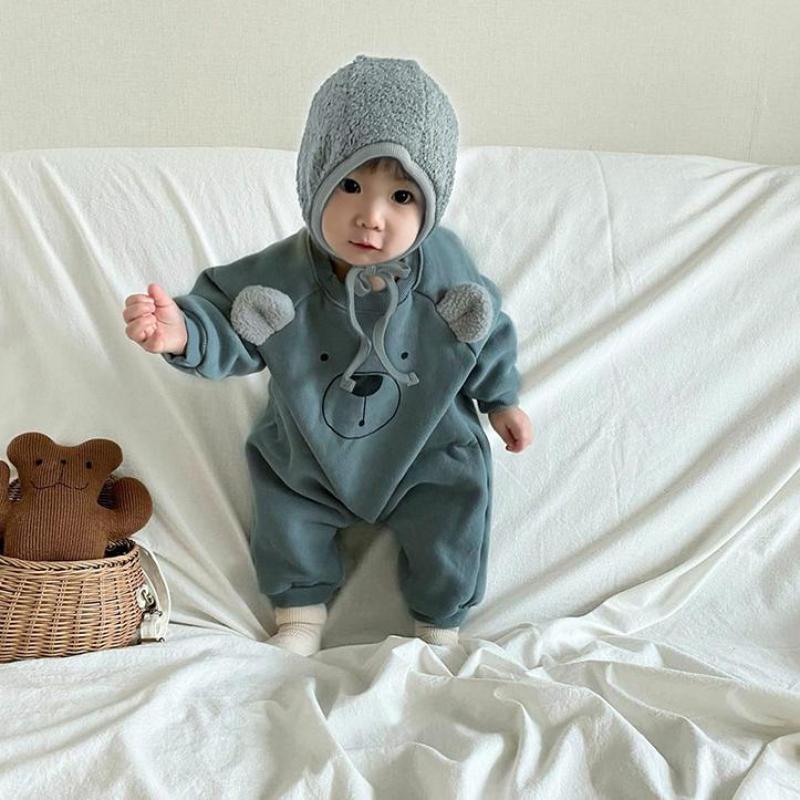 Cute Bear Ears Clothes For Newborns Autumn Winter Baby Boys Girls Long Sleeve Jumosuit Infant Kids Lovely Cotton Thick Rompers