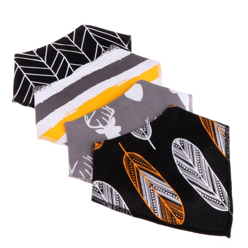 4 stuks baby unisex speeksel handdoek met kwijl driehoek bandana slabbetjes: Geel