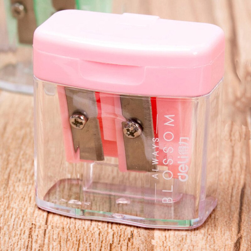 Doppel Löcher Bleistift Spitzer Süssigkeit Farbe transparent Standard Bleistift Schneiden Maschine Schüler Liefern Schule Büro Schreibwaren: Rosa