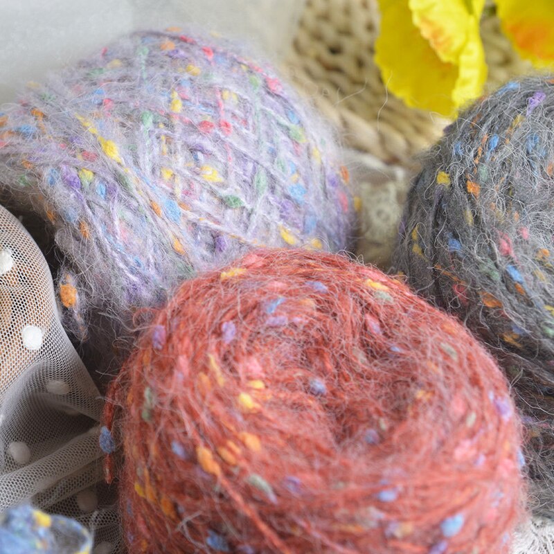 50g/ball Dotted Mohair Yarn Hand Knitting Wool Woven Crochet Soft Sweater Colorful Yarn Skin-friendly Baby Children Scarf Thread