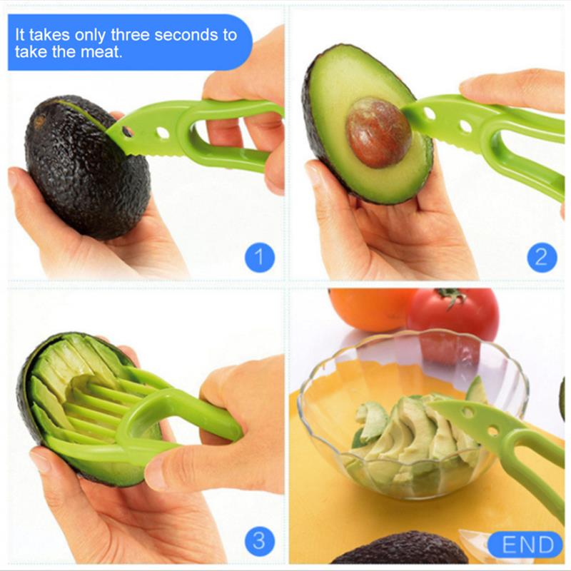 1Pcs Avocado Slicer Plastic Creatieve 3 In 1 Multifunctionele Avocado Tool Fruit Slicer Multifunctionele Avocado Mes Keuken tool