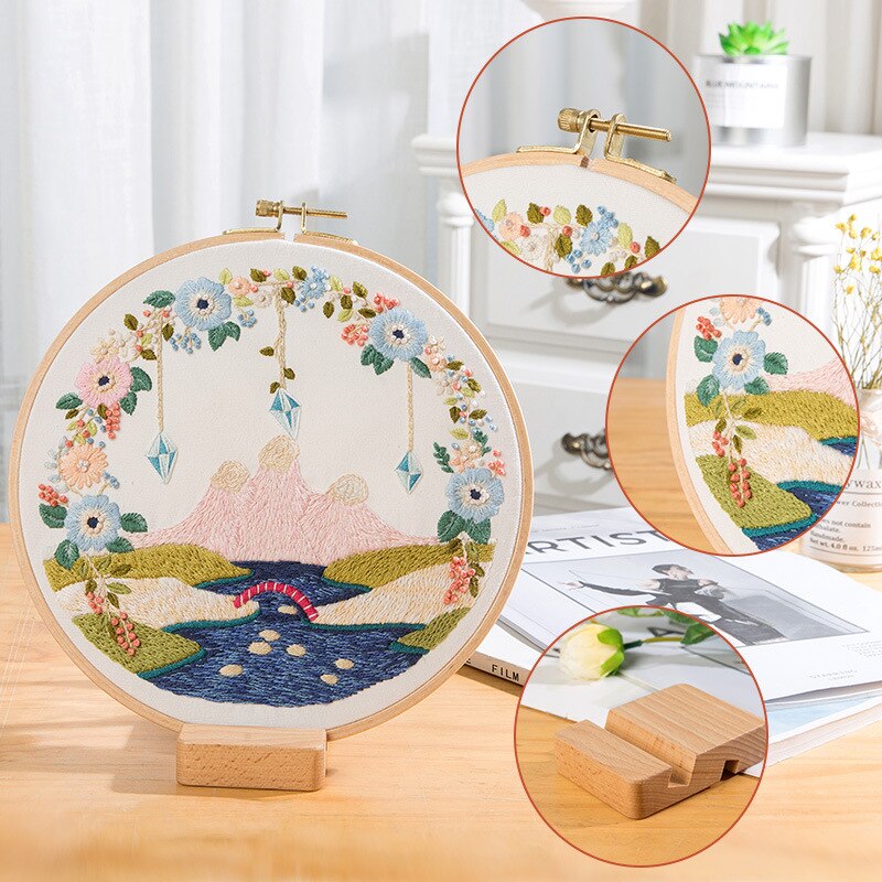 Bricolage point de croix Kits artisanat à la main fournitures de couture paysage broderie tissu broderie cerceau couture ensemble pour les débutants