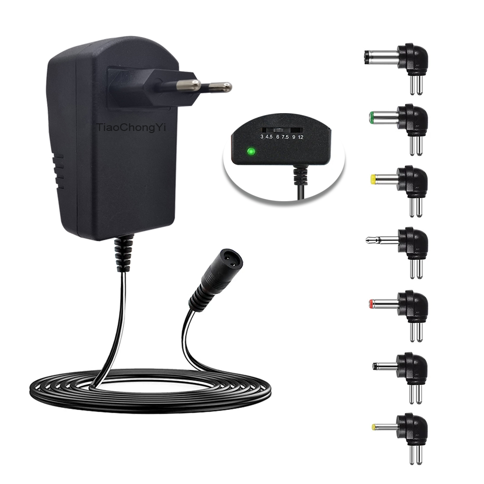 Adjustable Adapter Power Supply Charger Multi Voltage AC 220V TO DC 3V 4.5V 6V 7.5V 9V 12V EU US Converter Adapter Plug 7 30W