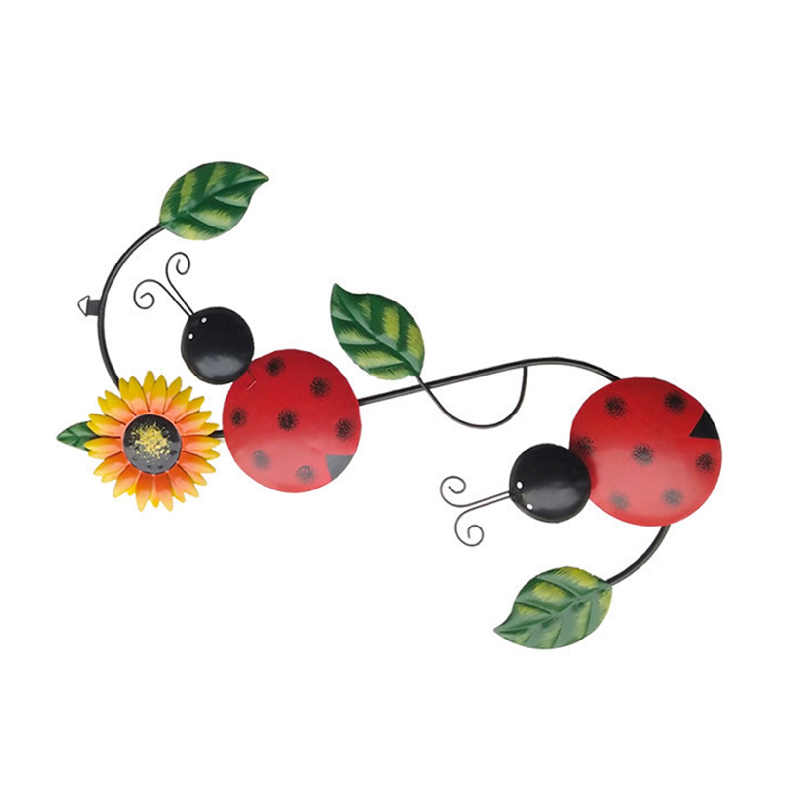 3D Wall Decoration Metal Bee Iron Bug For Home Garden Wall Decor Art Decorative Sculpture With Green Leaf: Red