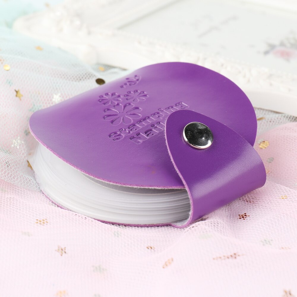 24slots Runde Nagel Stanzen Platten Taschen Leder 5,5 cm Vorlagen Halter Rosa Lila Organizer Maniküre Lagerung Fällen Werkzeuge BE1588: Purple-24 slots