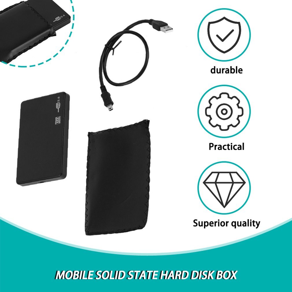 2.5 Inch USB HDD Case Sata to USB 2.0 Hard Drive Disk SATA External Enclosure HDD Hard Drive Box With USB Cable