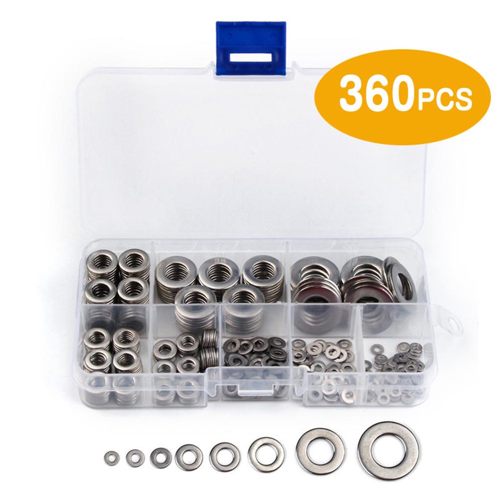 360 stuks vlakke ringen roestvrij staal 8 maten duurzame ringen pakking assortimentset