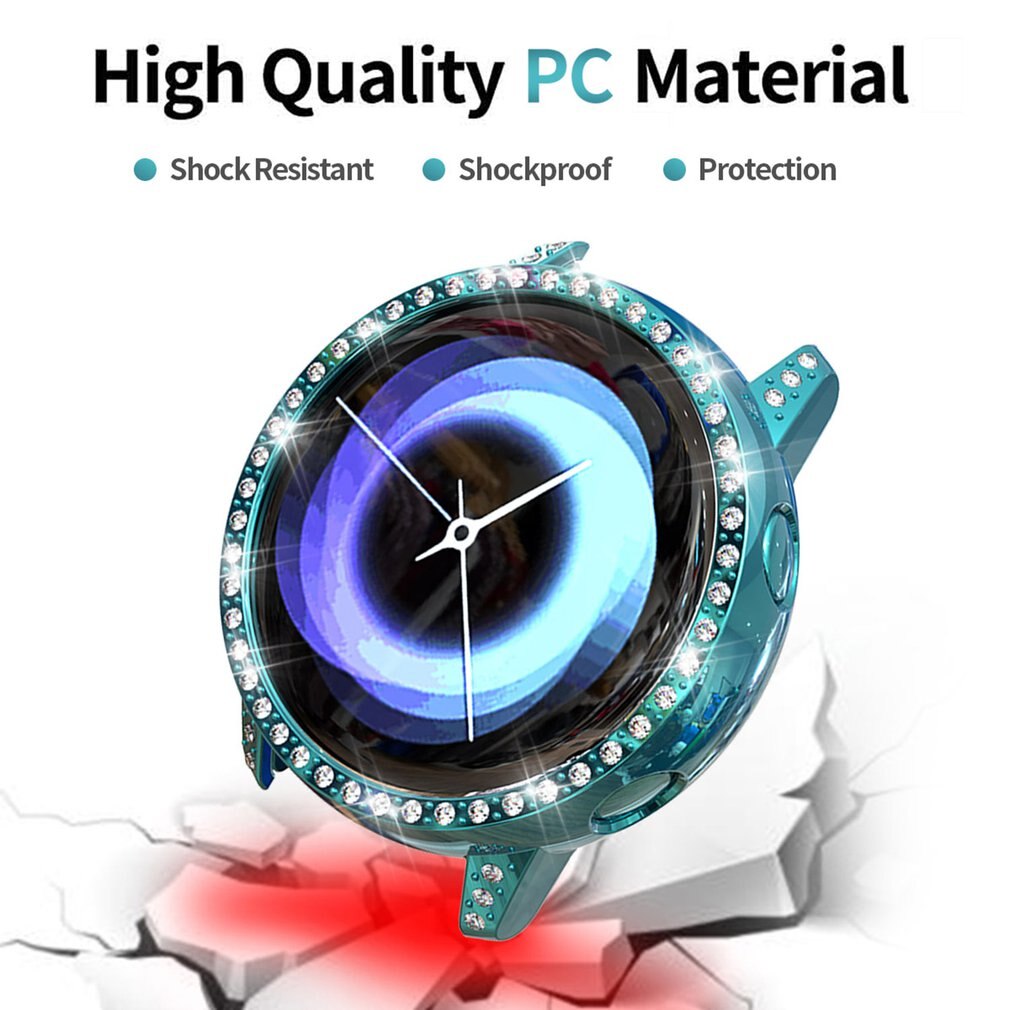 For Galaxy Watch Active Smart Watch Diamond-Encrusted Case Shatter-Resistant Wear-Resistant Watch Screen Protection Shell