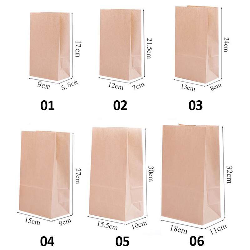 Bolsas marrones de panadería/bolsas de papel Kraft para galletas, sándwiches, pan, aperitivos para llevar alimentos secos y, suministros para fiestas y bodas, 10 Uds.