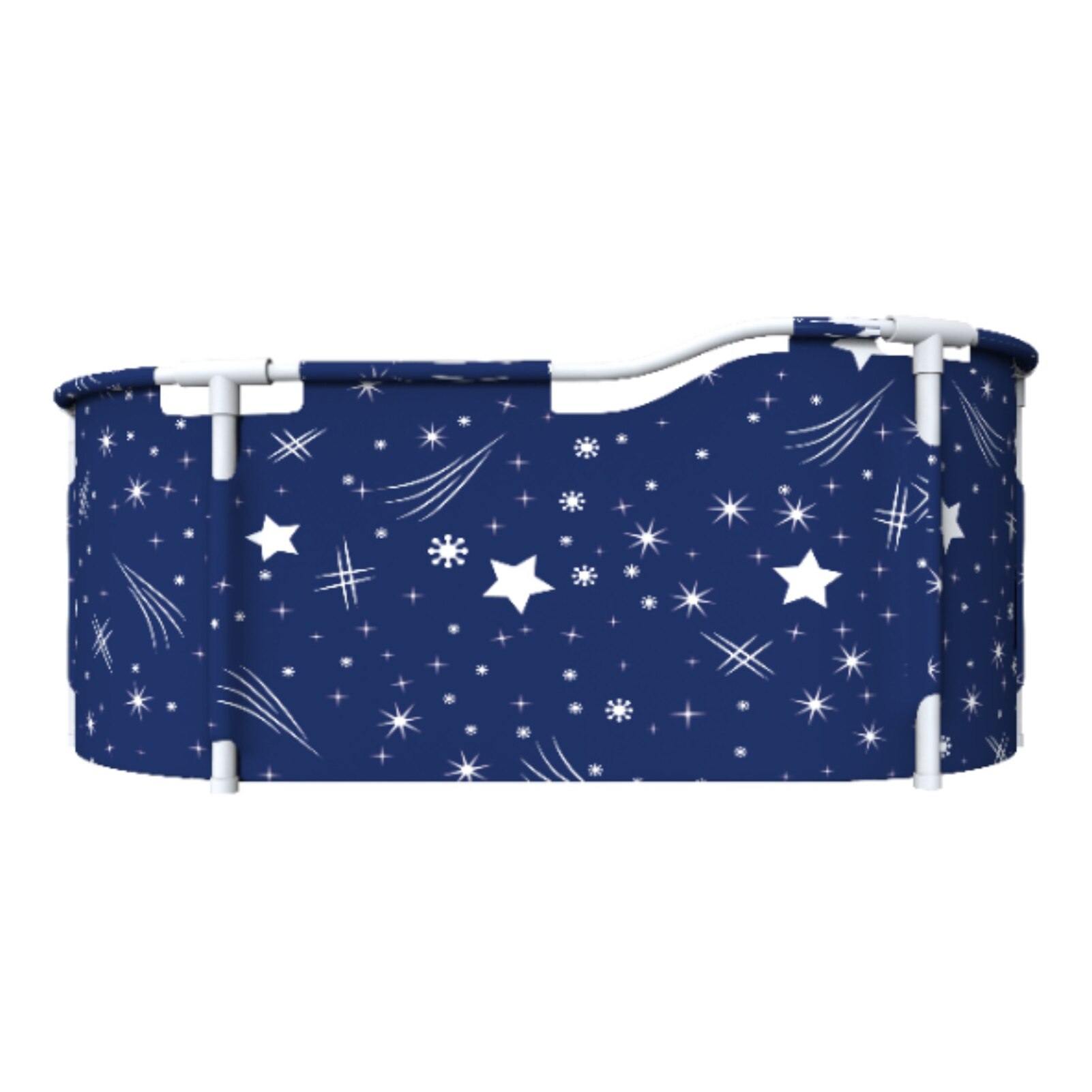 Folding Bathtub Adult Household Bath Barrel Double Foldable Bath Tub Portable Peach Skin SPA Bath Tub With Lid Home Sauna: Navy Blue