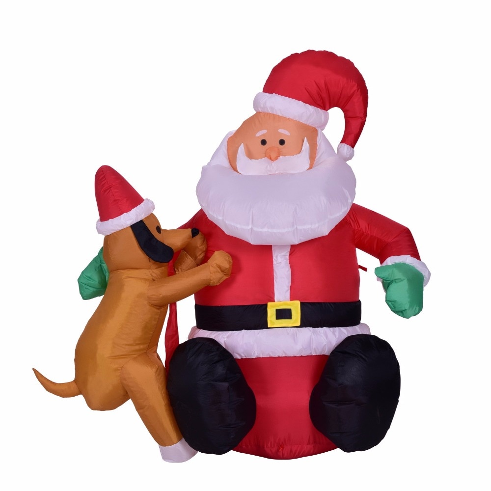 4ft Verlichte Kerst Opblaasbare Kerstman Met Leuke Hond Led Verlichting Outdoor Indoor Yard Familie Decoratie Opblazen Speelgoed