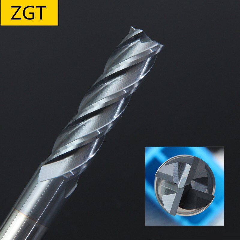 ZGT Hartmetall Metall Cutter Wolfram Stahl Fräser Ende Mühle HRC50 4 Flöte 4mm 6mm 8mm 10mm 12mm 14mm 16mm 20mm Fräsen Werkzeuge