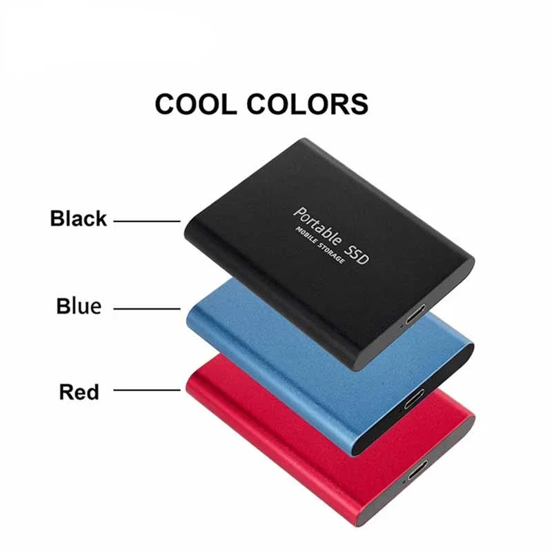 Tragbare SSD 1 TB/2 TB externe Solid-State-Laufwerk USB 3.0/Typ-C-Festplatte Hochgeschwindigkeits-Speichergerät für Laptops/Desktop/Mac/Telefon