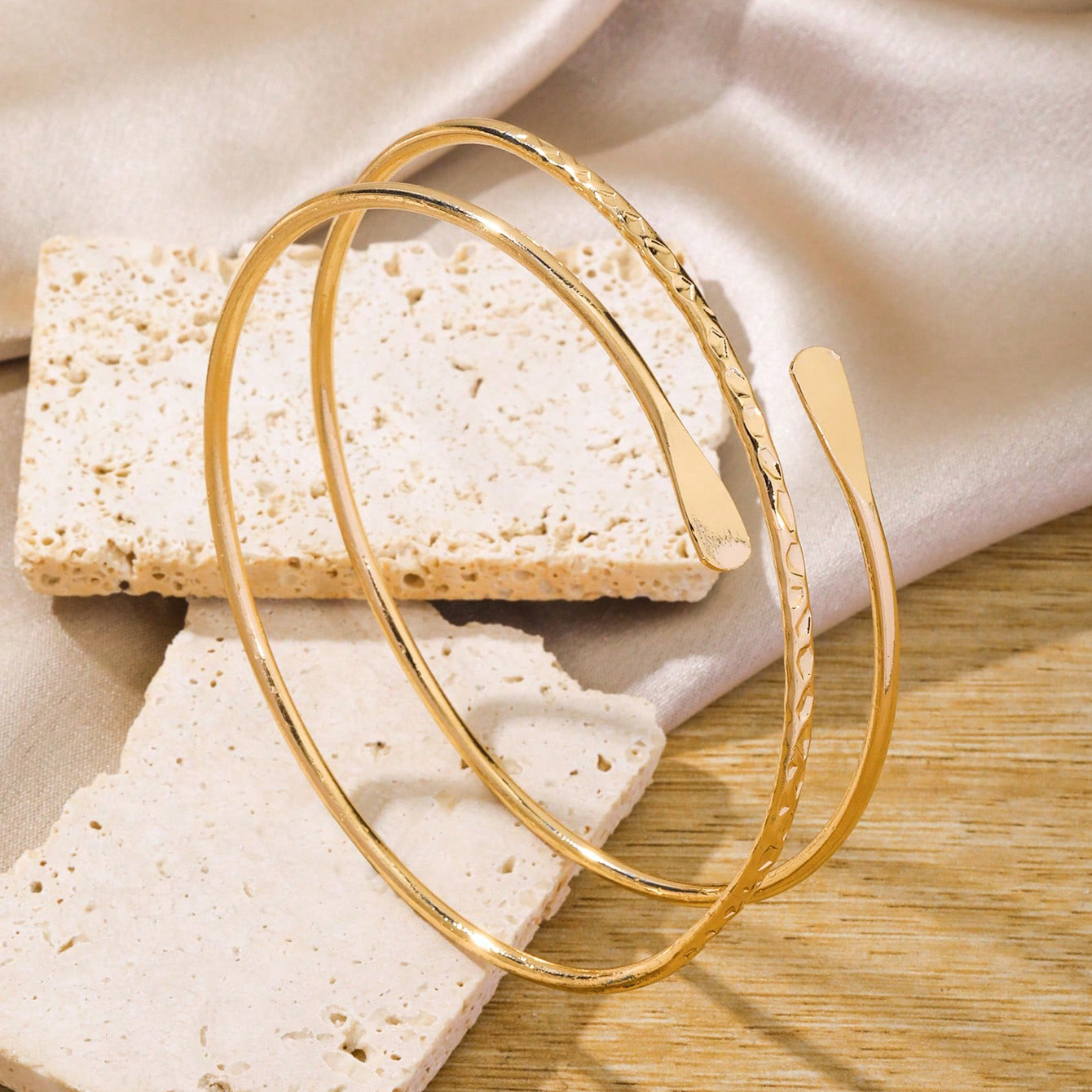 Ftcy pulseira de braço boho para mulheres, vintage, geométrica, cor dourada, folha, pulseiras de braço femininas, joias ajustáveis: Banhado a Ródio