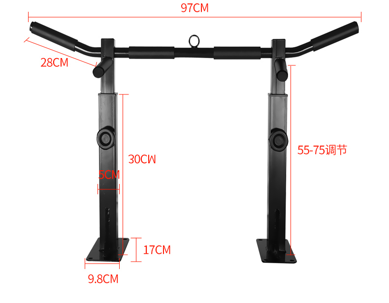 BLJ012 Verf Stalen Horizontale Bar Beam Side/Beam Bodem Installatie Pull Up Bar Multifunctionele Muur Chin Up Bar Parallel bars