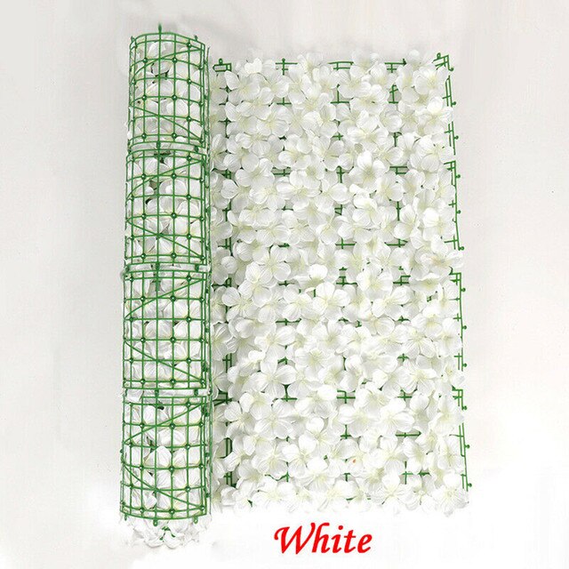 Valla de flores artificiales de 1M, enrejado de pared para paisajismo, pantalla de valla de privacidad para jardín al aire libre, patio trasero, balcón, decoración de setos: white