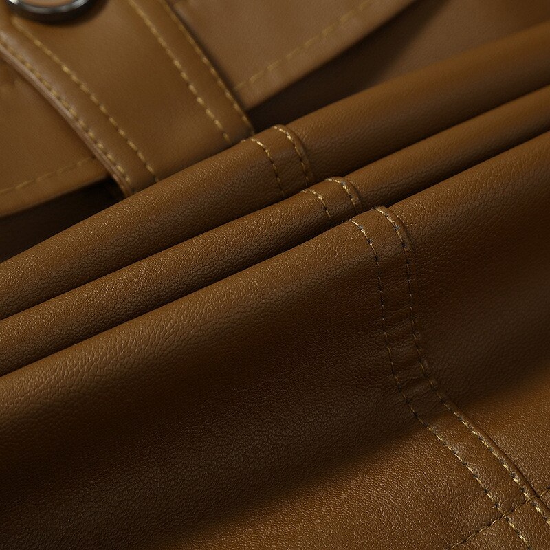 Merk leren jas heren opstaande kraag fleece wollen voering dikke warme windjack leren jas heren halflange jas heren