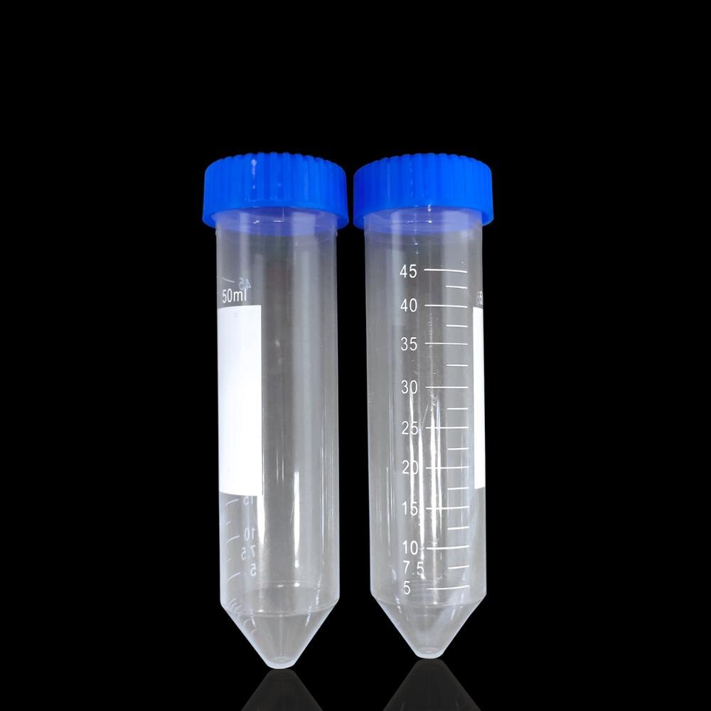 50ml Plastic Centrifuge Tube Round Bottom Centrifugal Tube with Graduated and Blue Screw Cap Pack of 50pcs