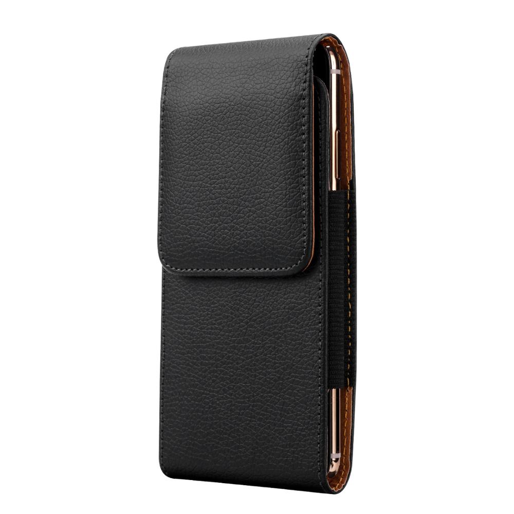 Universal Leather Phone Case Pouch For iPhone 12 MINI 11 Pro Max Samsung Huawei Redmi Note 7 Belt Clip Holster Cover Black Bag: for 5.9-6.9in phones / Litchi Vertical Bag