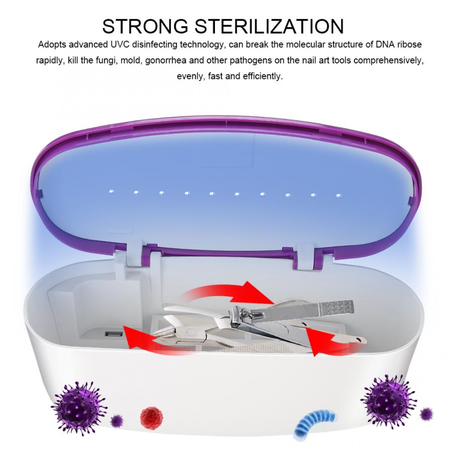 Uv steriliseringsboks uvc manicure værktøj sterilier boks neglelak desinficeringsmaskine usb manicure sterilisator