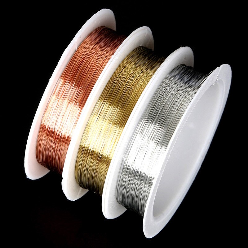 Alambre de cobre de plata/oro rosa para pulsera, collar, abalorios de colores, accesorios de joyería para fabricación artesanal, 0,2-1mm