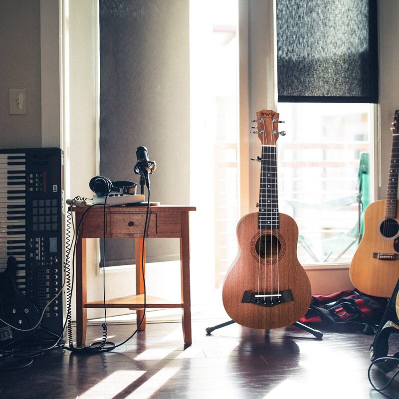 21 Inch Soprano Ukulele Uke Sapele 15 Fret Four Strings Brown Musical Instrument