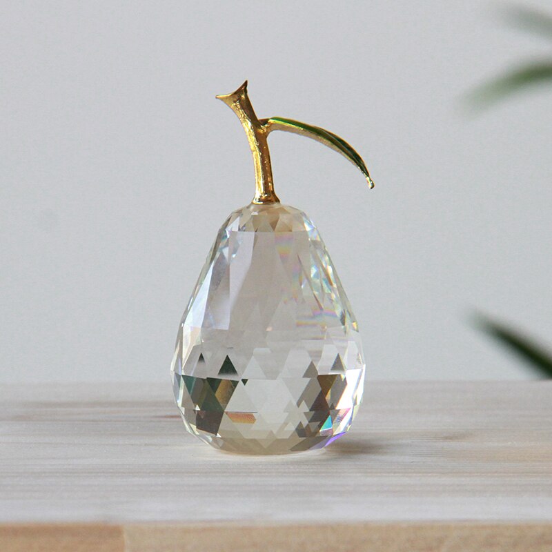 Kleur Kunstmatige Kristallen Glas Peer Fruit Art Decoratie Voor Plated Inrichting Craft Voor Thuis En Bruiloft Decoratie Artikelen: clear