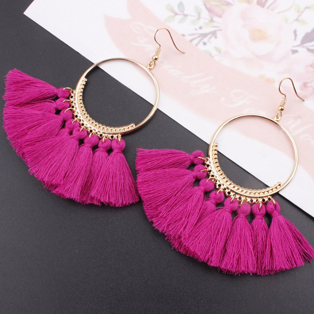 Vintage dynda spadek Tassel kolczyki dla kobiet kobieta moda oświadczenie etniczne artystyczne Boho duże kolczyki biżuteria akcesoria: Rose