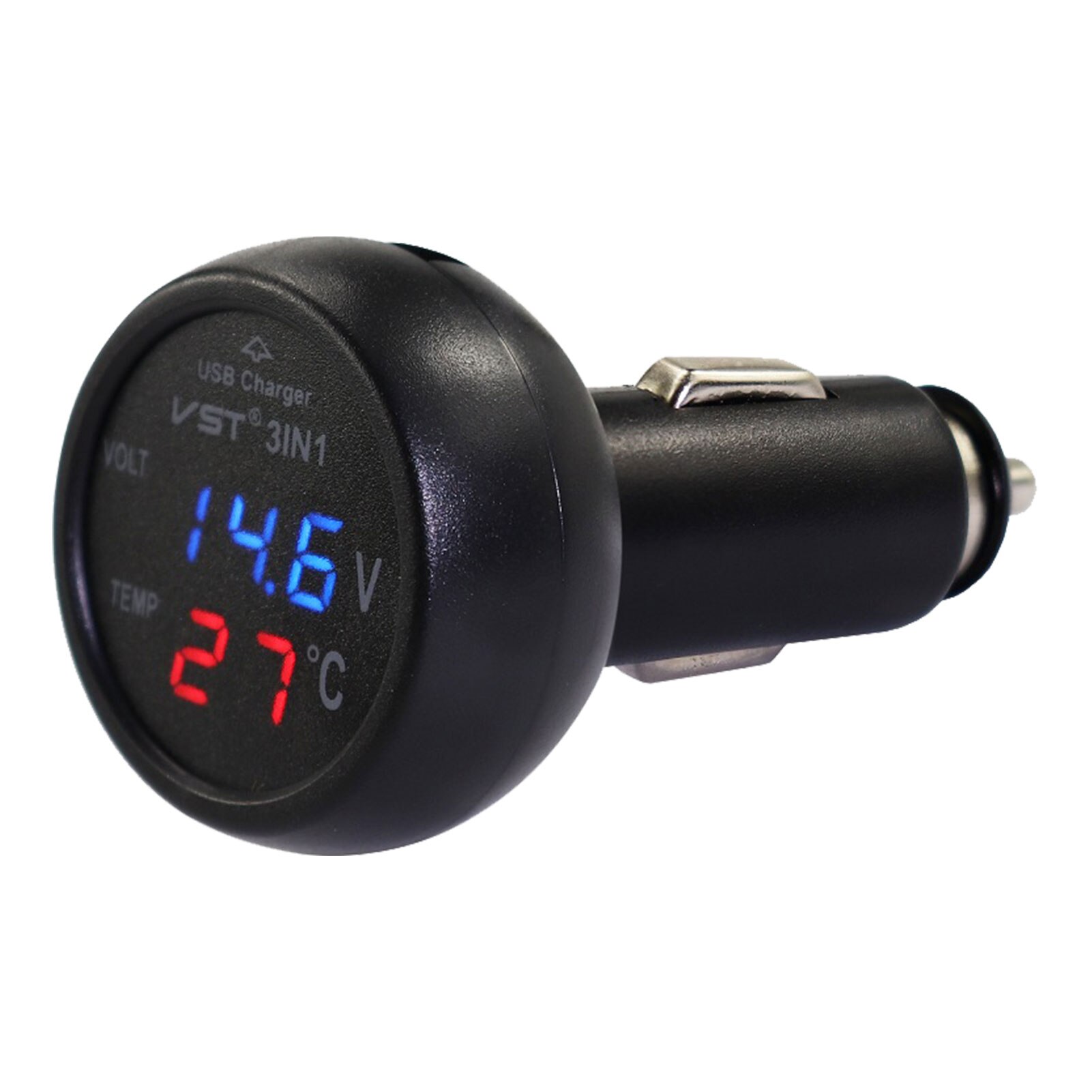 12V/24V Digitale Meter Monitor 3 In 1 Led Usb Car Charger Voltmeter Thermometer Auto Batterij Monitor lcd Digitale Dual Display: Default Title