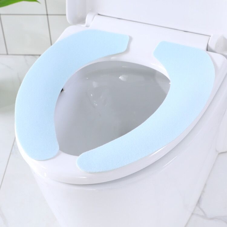 Vaskerum varmt vaskbart sundhed klæbrig toiletmåtte sædeovertræk pad husstand genanvendelig blød vinter tyk toilet sædeovertræk badeværelse: Blå