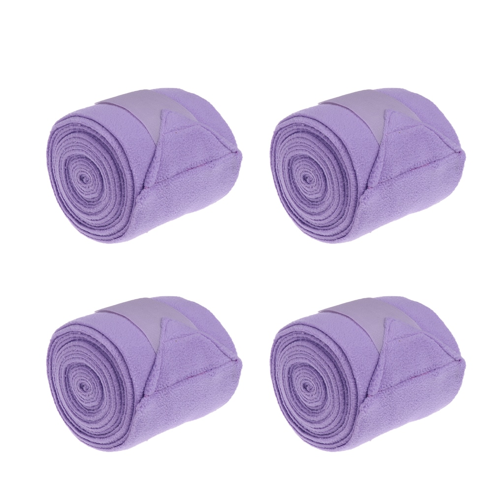 4pcs Soft Fleece Horse Leg Wraps Equestrian Horse Care Leg Brace Strap 240cm