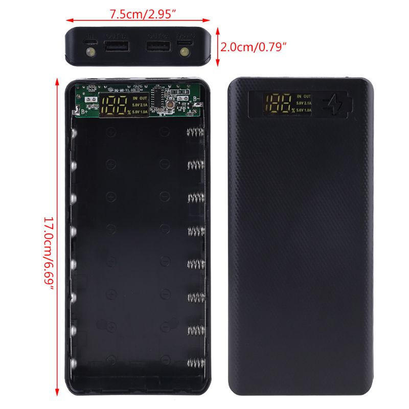 Case DIY Power Bank 8x18650 - Scatola Esterna Portatile - Senza Batteria