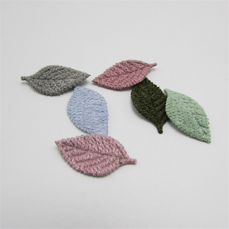 Apliques de hojas de tela de ganchillo, accesorios para el cabello, adornos, materiales de decoración, 20-200 piezas