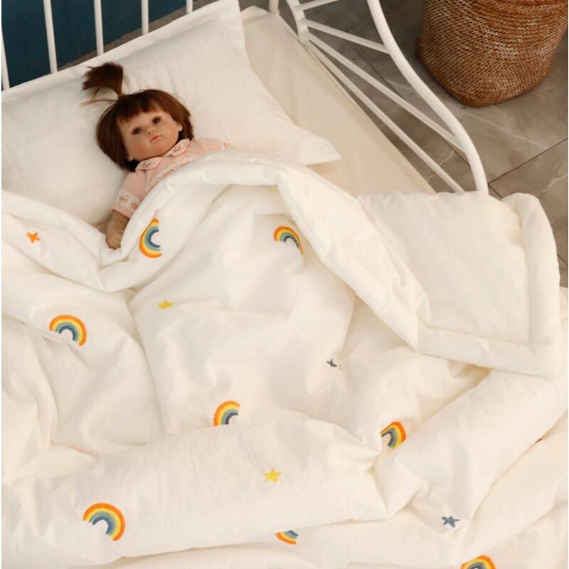 120*150cm sommer tynd quilt til børn bomuld koreansk luftgennemtrængelighed sengetæppe tæppe til hjemme børnehave skole: Regnbue