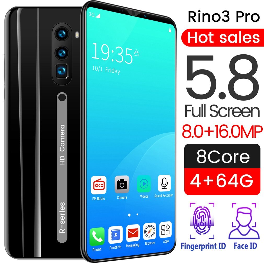 3G Smartphone 5.8 Inch Full Screen Android Hd Screen Smartphone Vingerafdruk Unlock Machine 4 + 64G Flash Memory