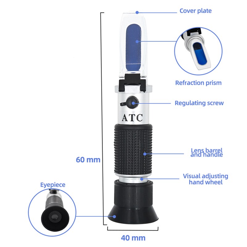 Handheld Brix-refraktometer 0 ~ 32% Optische Zucker Lebensmittel Getränke ATC Inhalt Meter Werkzeug Prüfung 35% aus